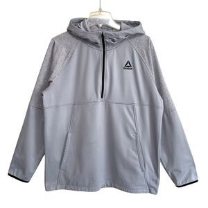 Reebok Jacket Men's Size Large Gray Half Zip Hoodie Kangaroo Pocket Pullover